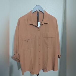 Old Navy Women's XL Button Down Shirt, Rust Color.